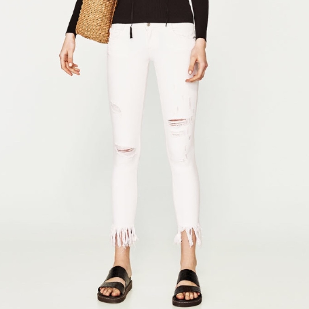 ZARA TRF Ripped Frayed Hem Skinny Jeans